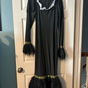 Black and Gold Gothic Halloween Costume with Furry Trim